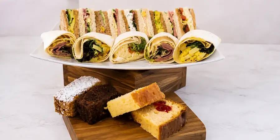 Buffet 3 — platters of sandwiches and wraps laid out for serving
