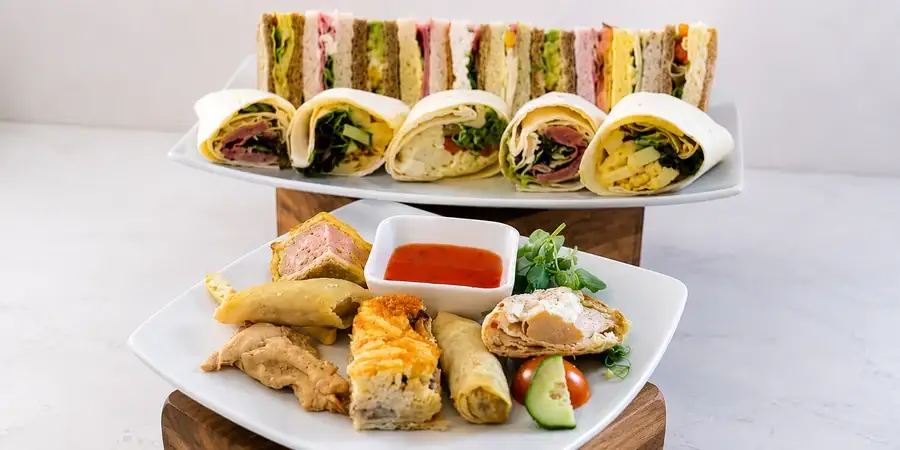 Buffet 5 — platters of sandwiches and wraps laid out for serving