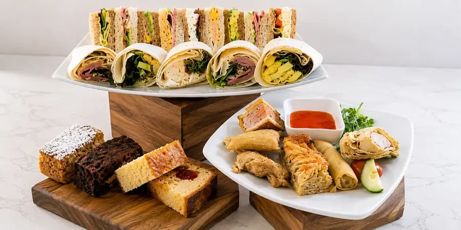 Buffet 6 — platters of sandwiches and wraps laid out for serving