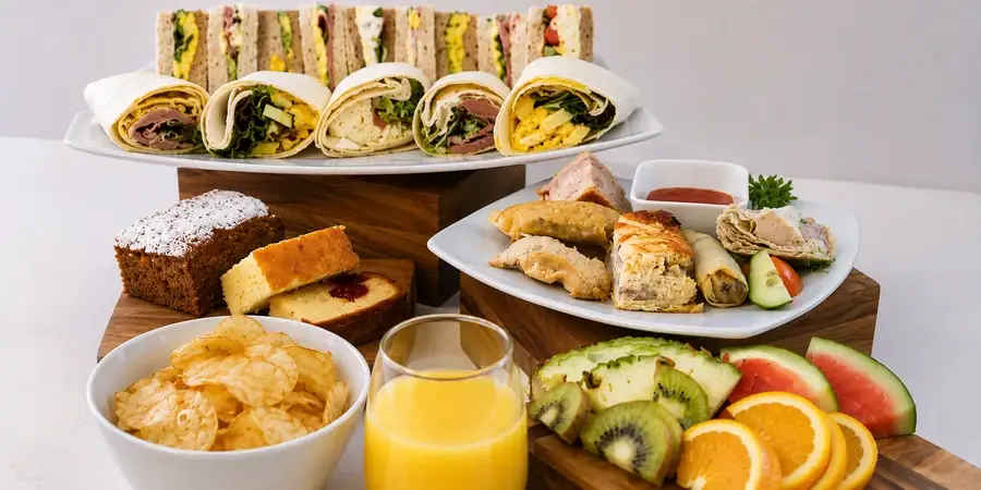 Buffet 9 — platters of sandwiches and wraps laid out for serving