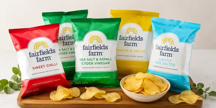 Packets of crisps in mixed flavours