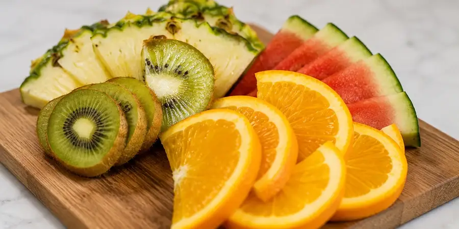 Platter of freshly chopped seasonal fruit