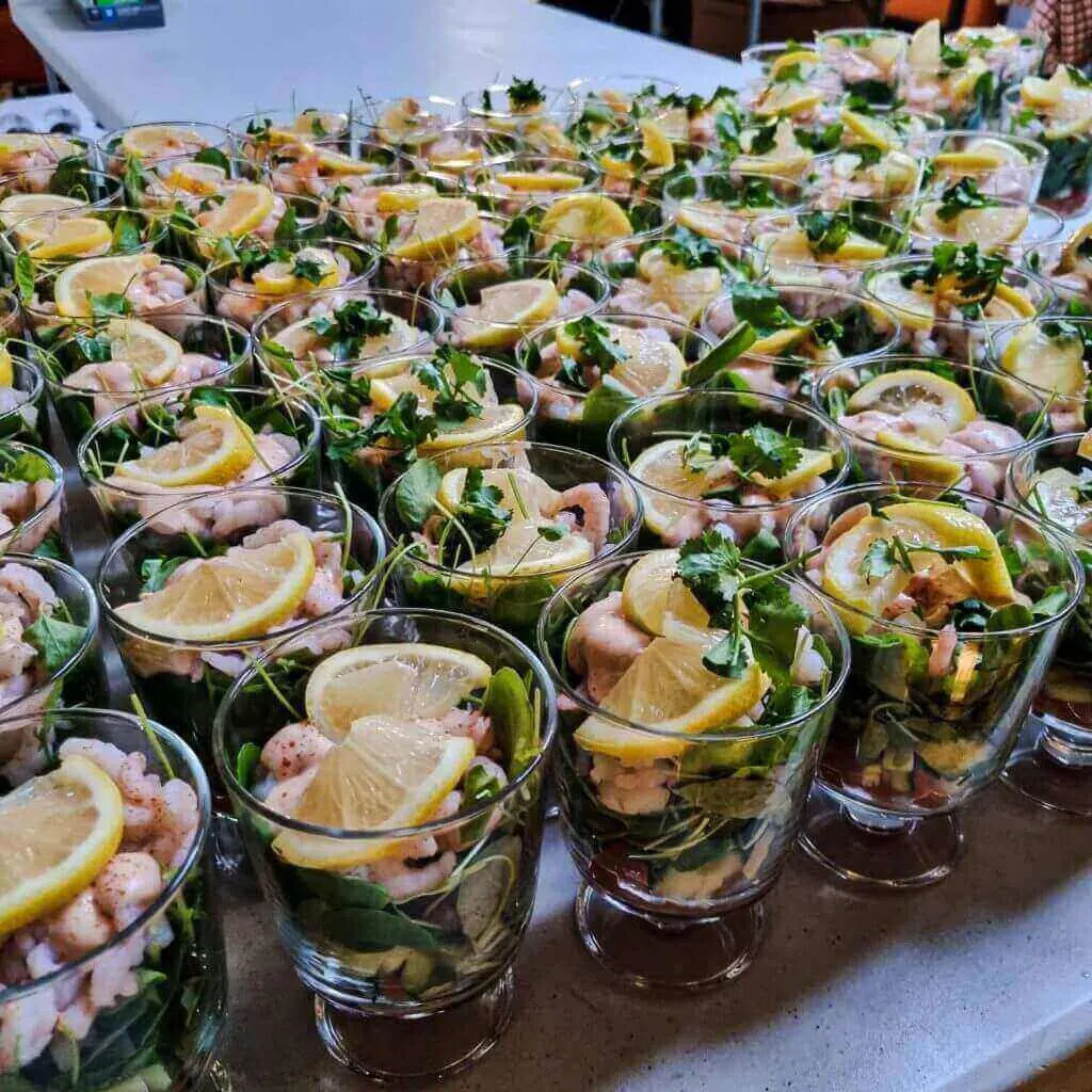 A selection of fine foods that show the signs of a bad catering company compared to good.